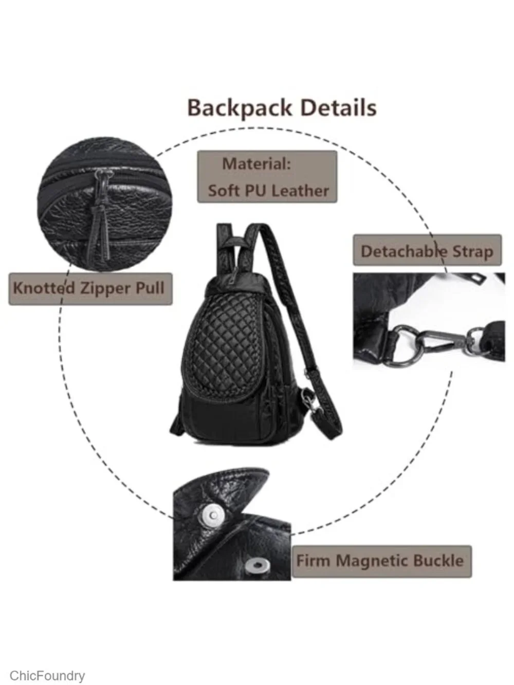 Mini Backpack for Women Soft Washed PU Leather Small Backpack Purse Ladies